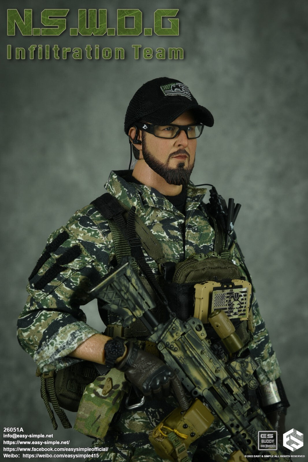 1:6 Easy & Simple NSWDG Infiltration Team Ver A Sunglasses for 12" Figures
