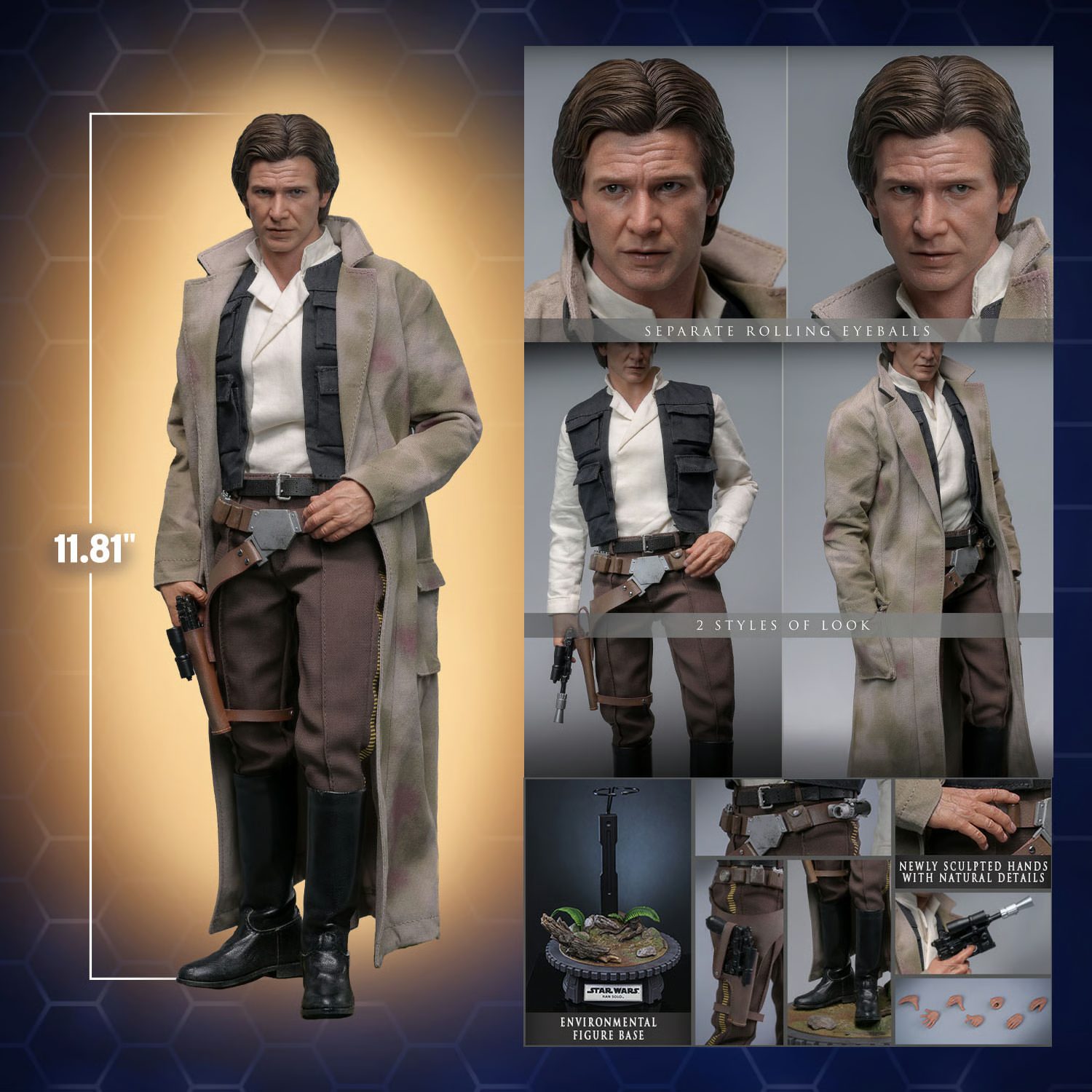1:6 scale Hot Toys Star Wars Han Solo 12" Action Figure MM740