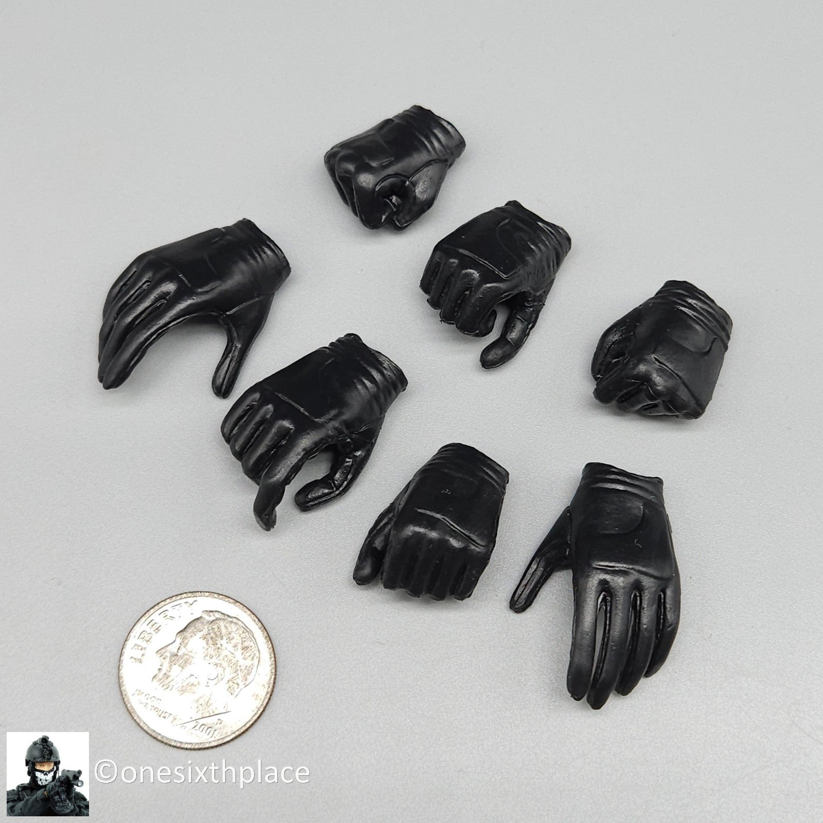 1:6 Very Cool Trickybaby 12 Female Black Gloved Hands Set for 12" Figures