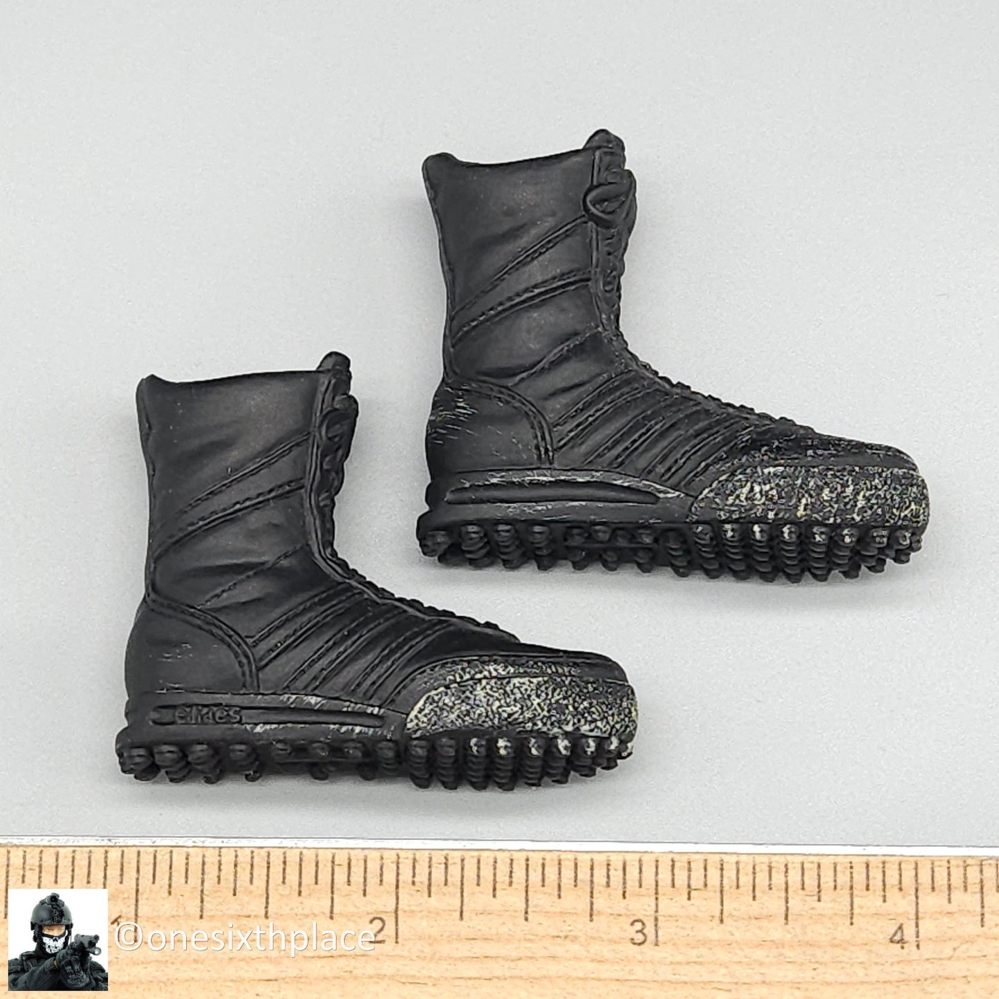 1:6 scale BBI Black Adidas Tactical Boots for 12" Figures SWAT Delta Force BHD