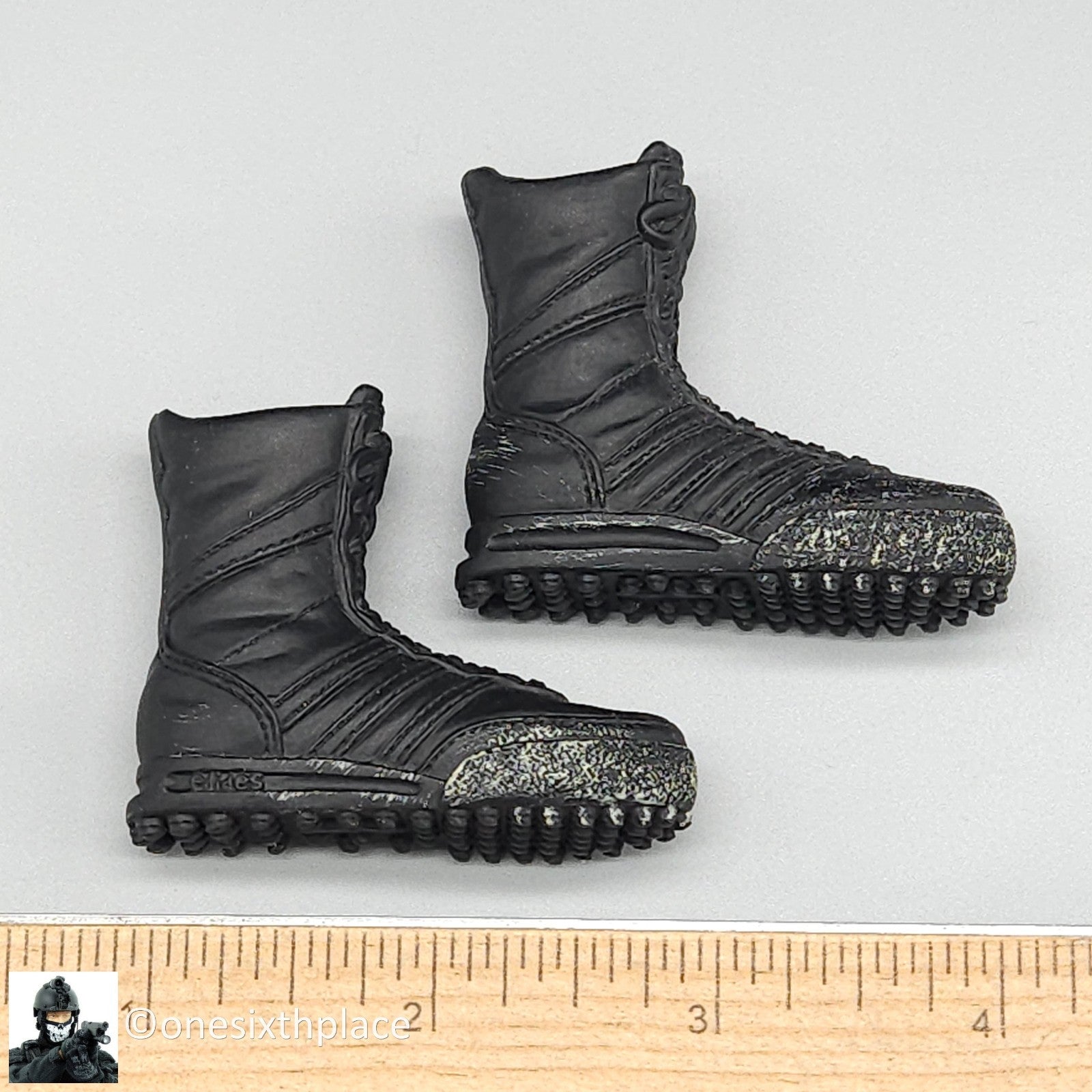 1:6 scale BBI Black Adidas Tactical Boots for 12" Figures SWAT Delta Force BHD