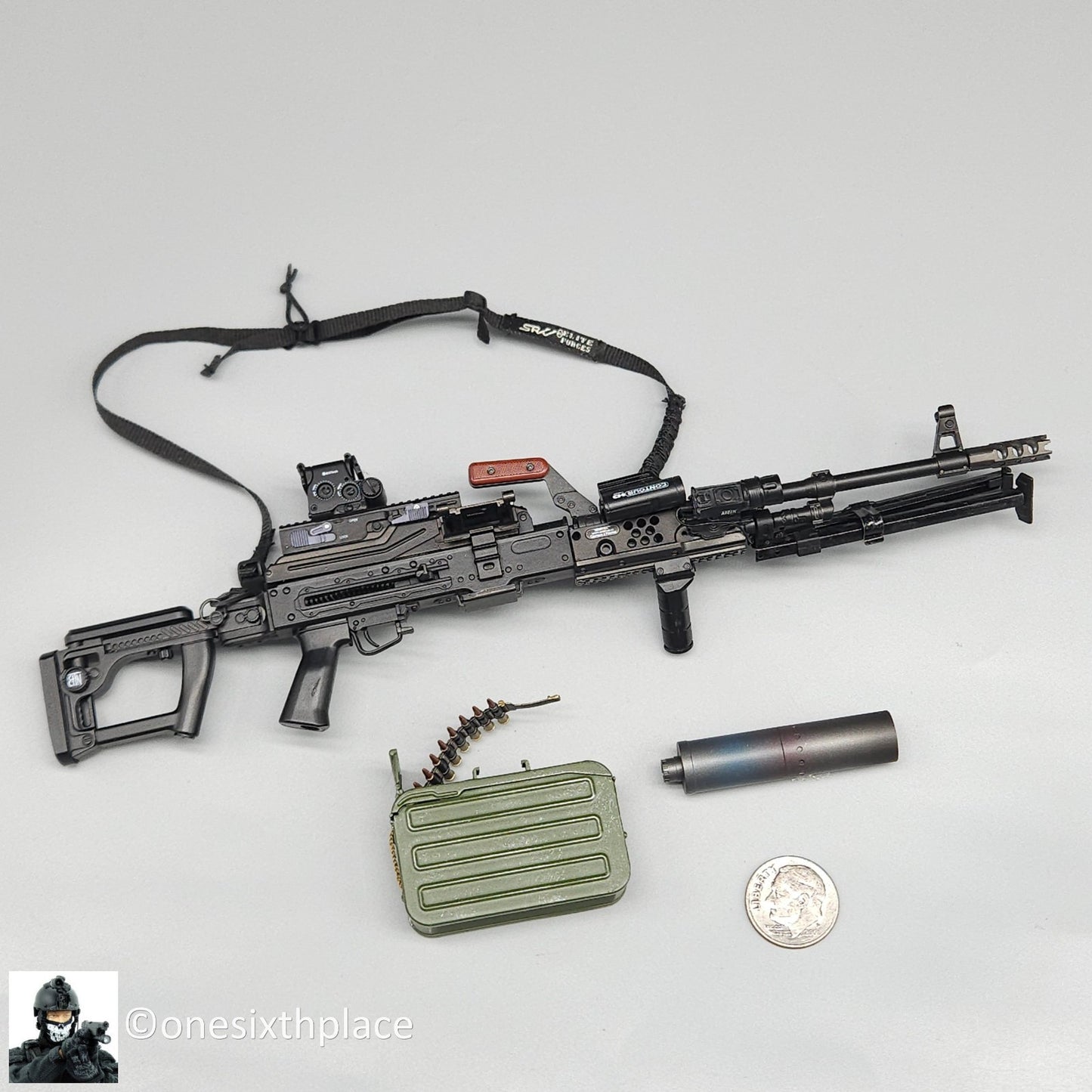 1:6 scale DamToys Russian Spetsnaz MVD SOBR Gunner PKM Machine Gun