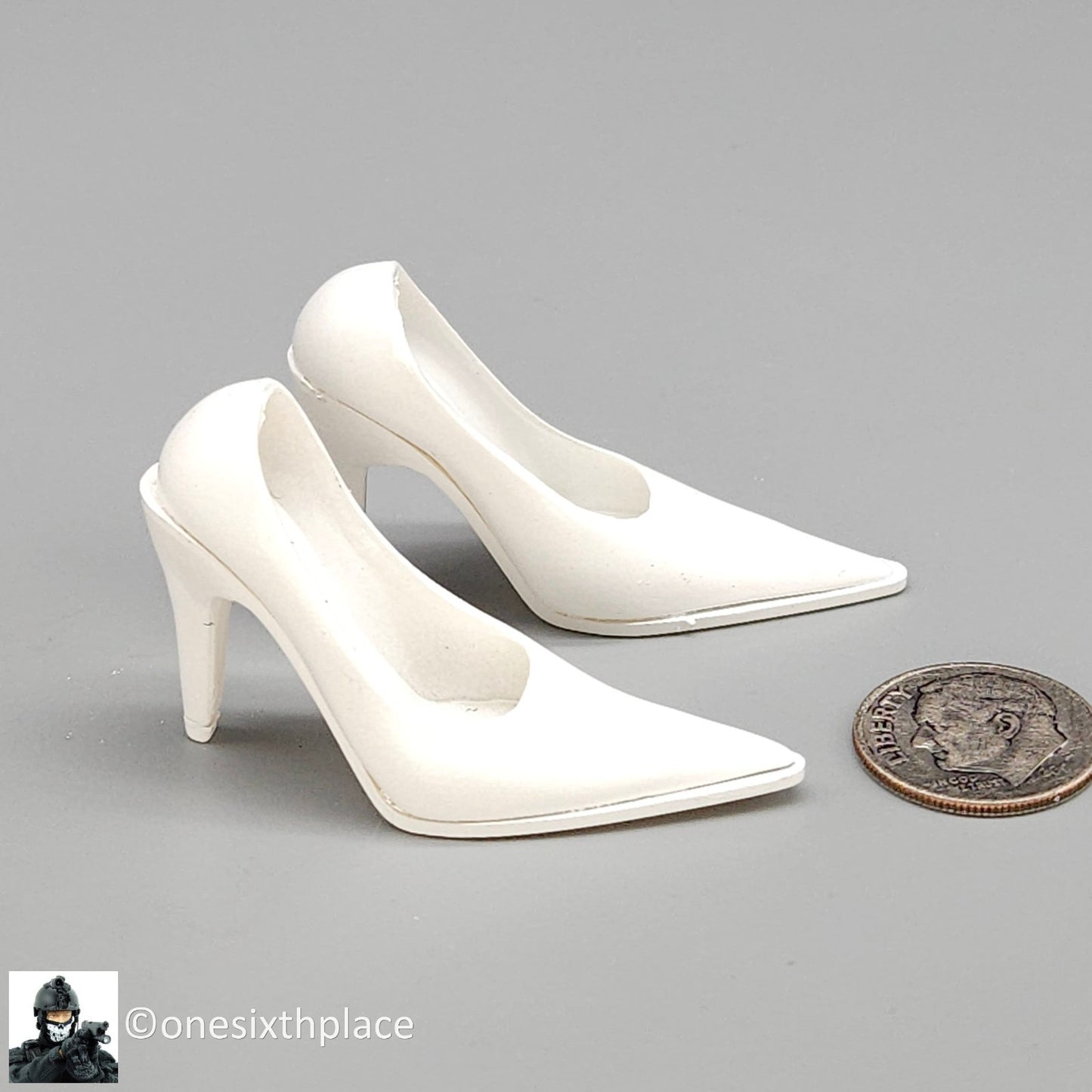 1:6 Triad Toys Female White High Heels Shoes Style C (Tall Heel) 12" Figures