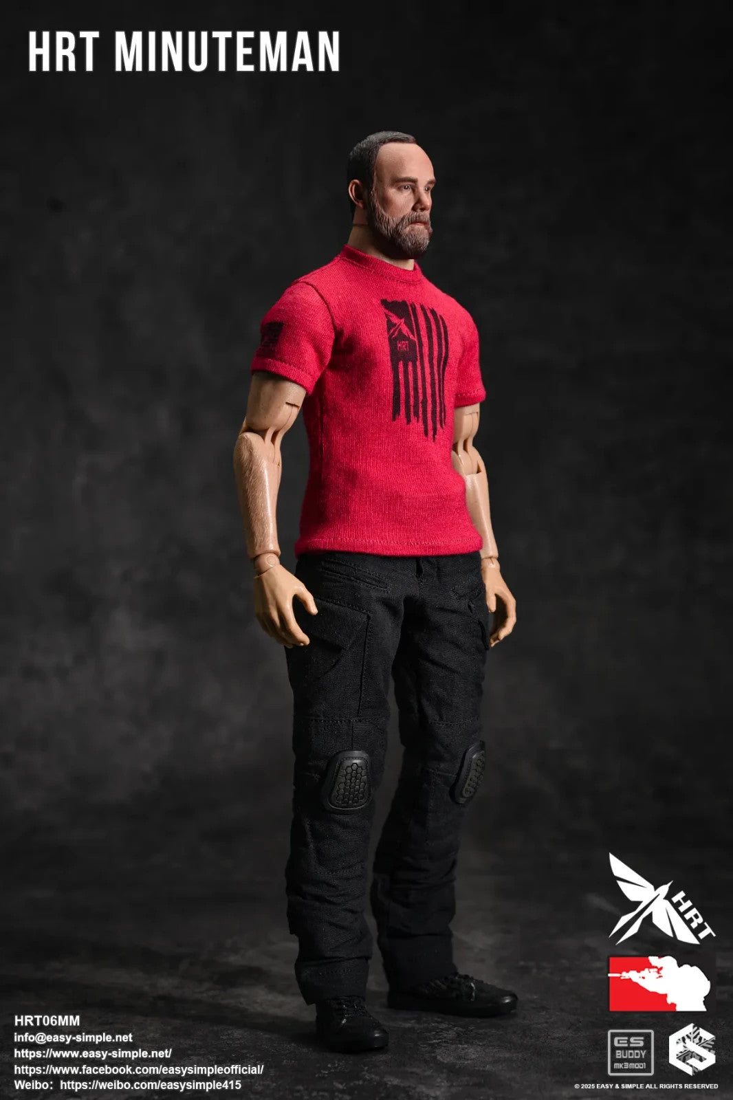 1:6 Easy & Simple HRT Minuteman ShotShow 2025 Mens Red T-Shirt for 12" Figure