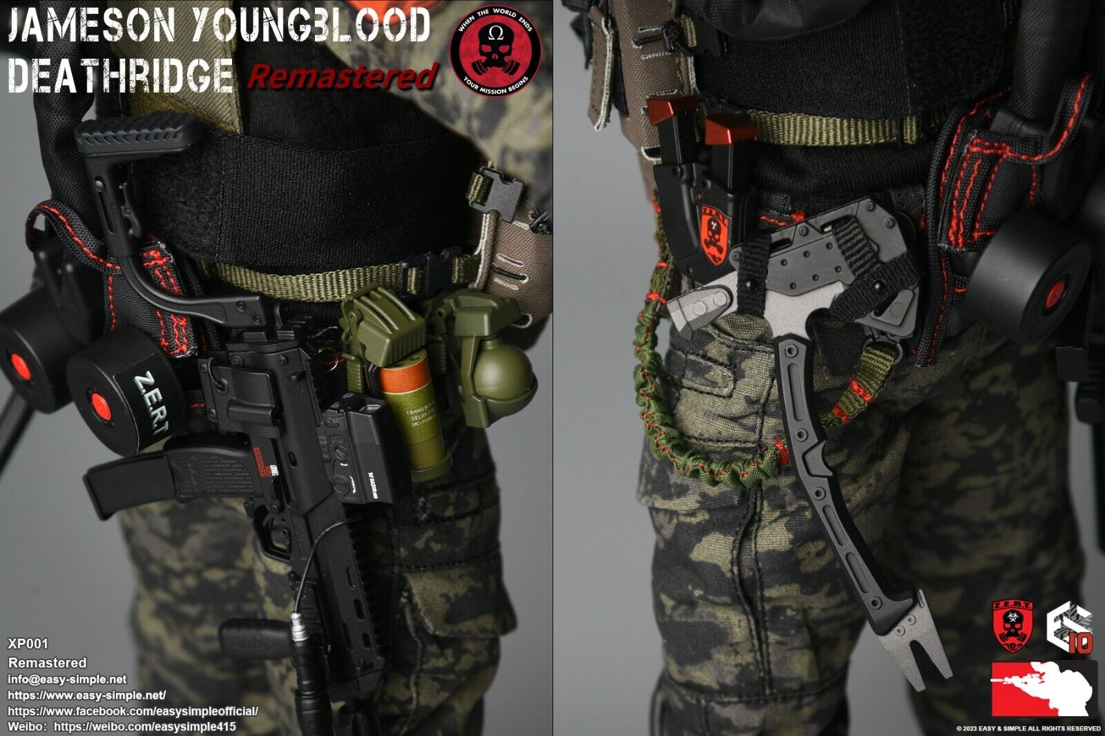 1:6 scale Easy & Simple ZERT Deathridge Remastered M50 Gas Mask w/ MOLLE Panel