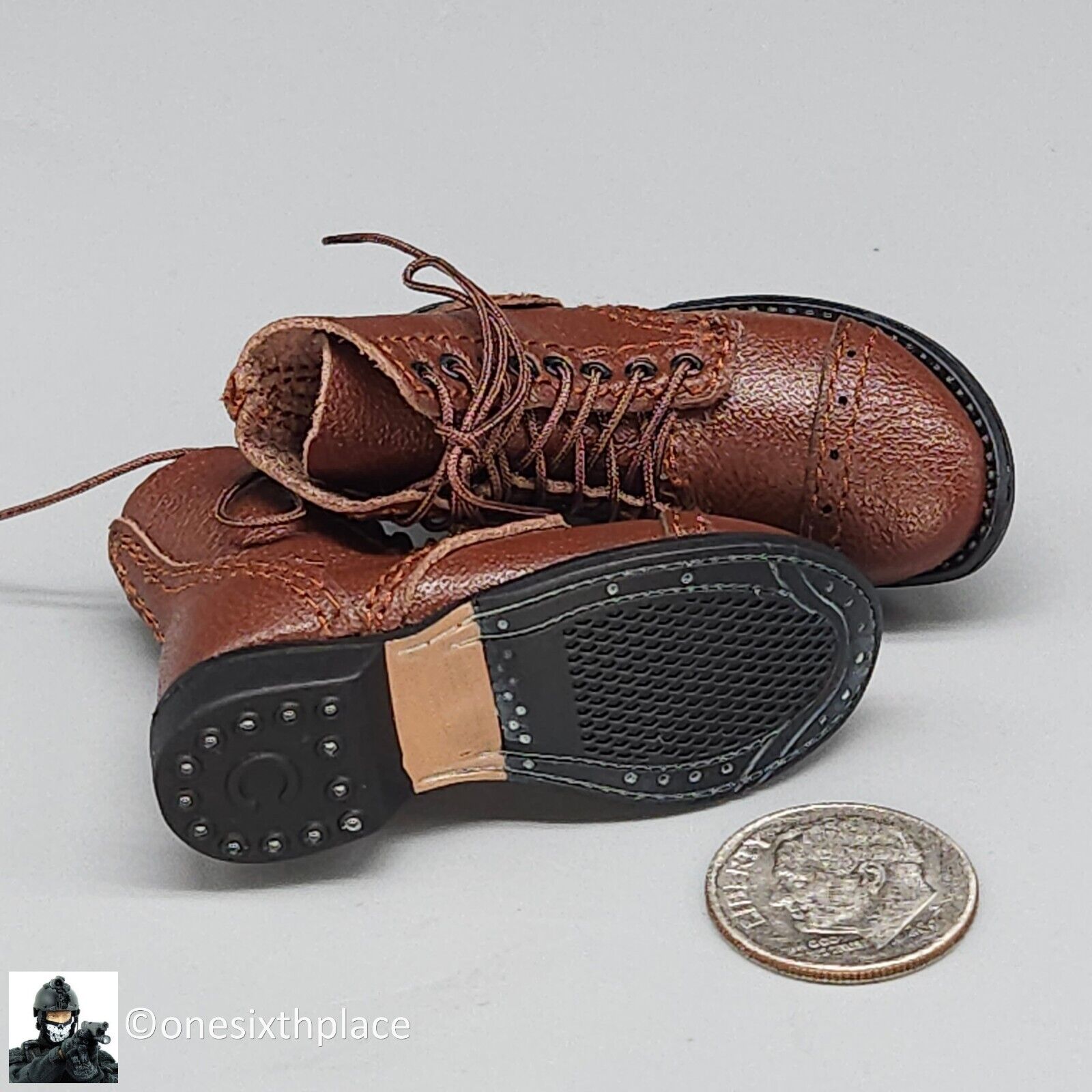 1:6 scale Ujindou WWII US Armored Infantryman Brown Service Shoes Boots