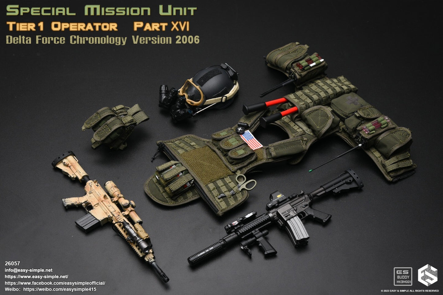 1:6 Easy & Simple Delta Force Chronology 2006 Green Double Rifle Mag Pouch