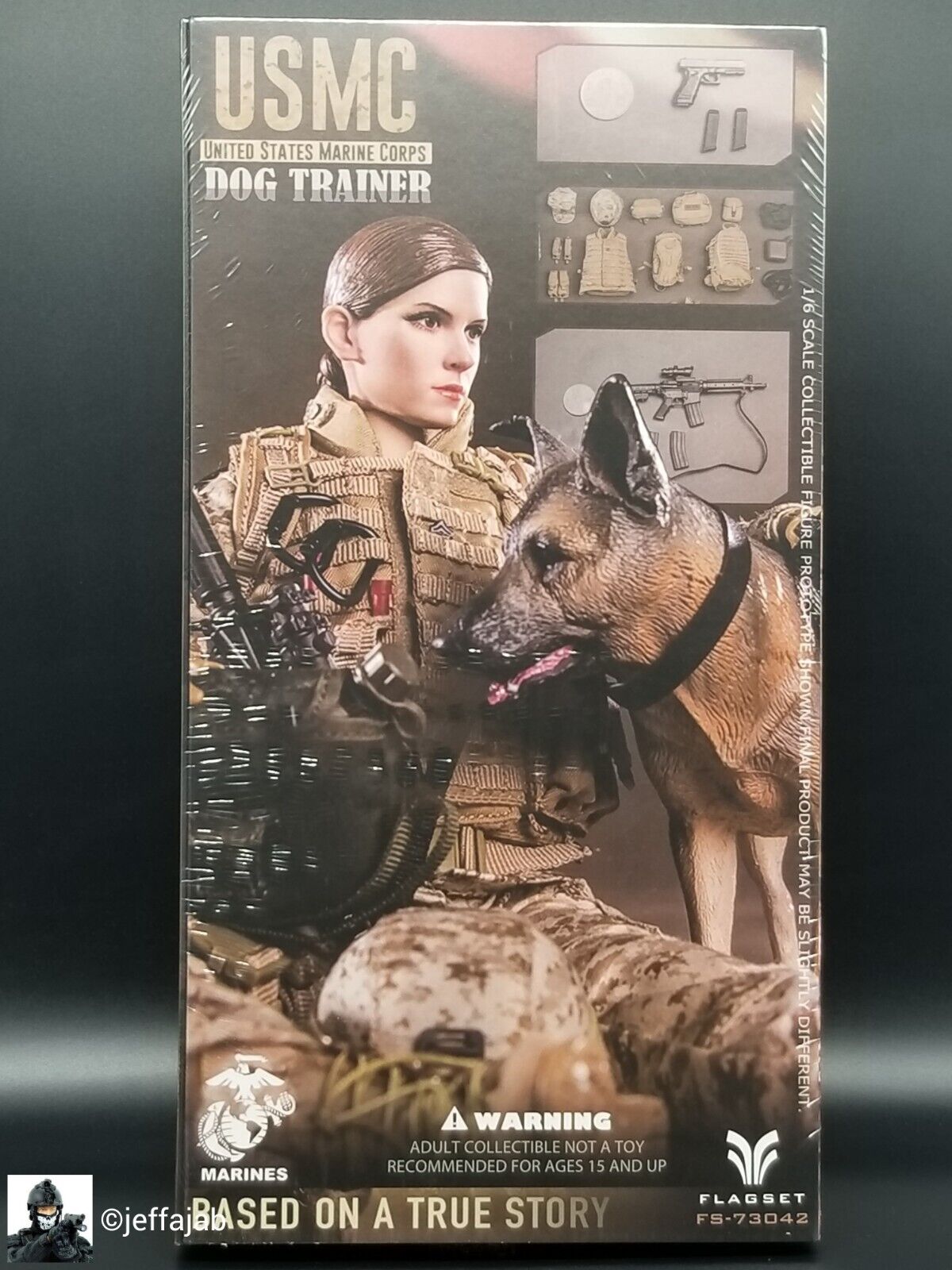 1:6 Scale Flagset USMC Dog Trainer 12" Female Action Figure 73042