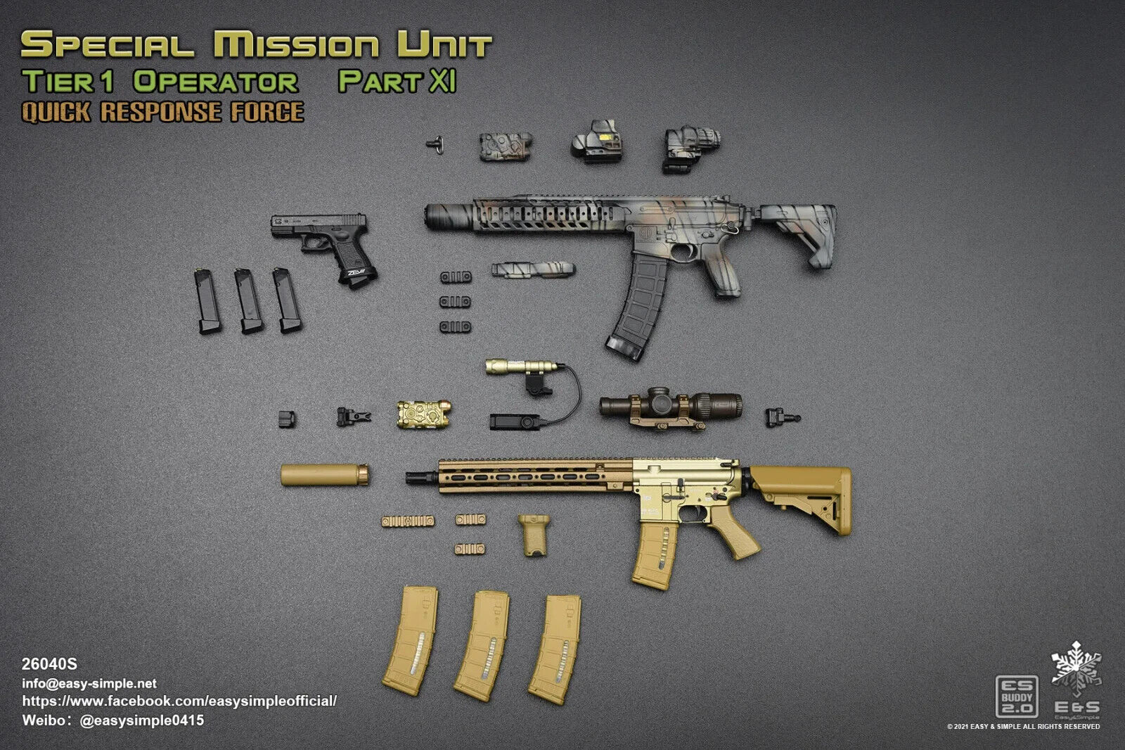 1:6 Easy & Simple Quick Response Force G19 Pistol & Multicam Holster SPECIAL VER