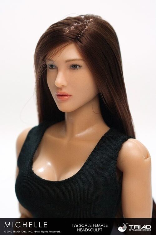 1:6 Triad Toys Female Head Sculpt Series 3 Michelle Brunette Hair for 12" Figure
