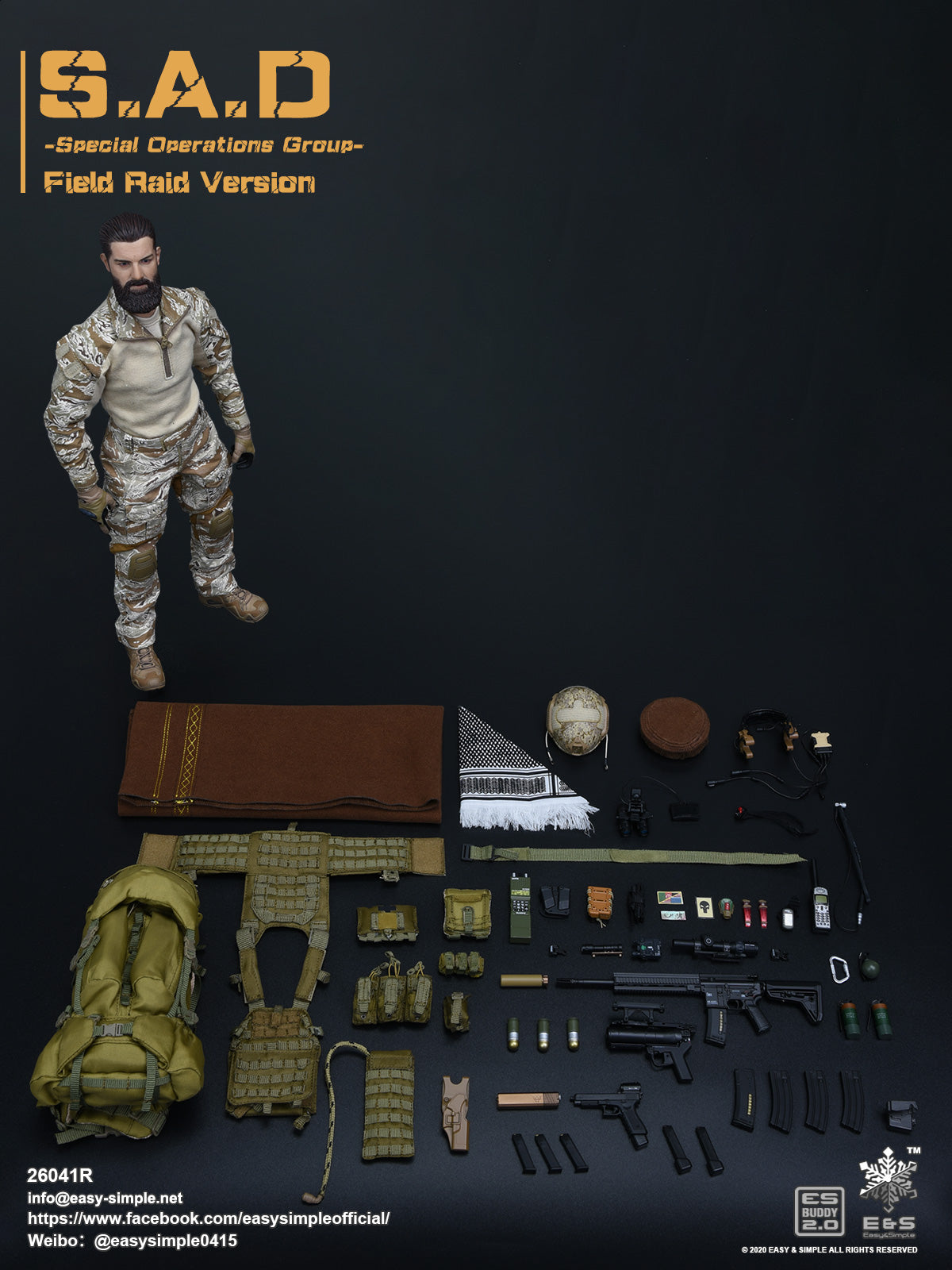 1:6 scale Easy & Simple S.A.D. Special Operations Group Field Raid Version 12" Figure 26041R