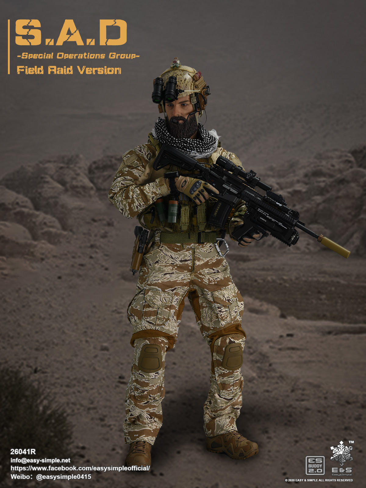 1:6 scale Easy & Simple S.A.D. Special Operations Group Field Raid Version 12" Figure 26041R