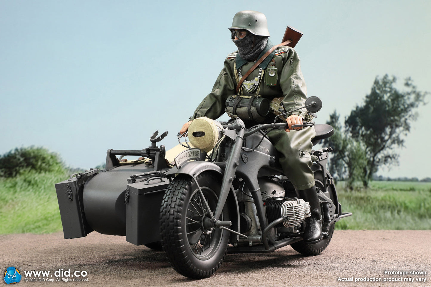 1:6 scale WWII German Zündapp KS 750 Motorcycle with Sidecar (Grey) for 12" Figures E60075G