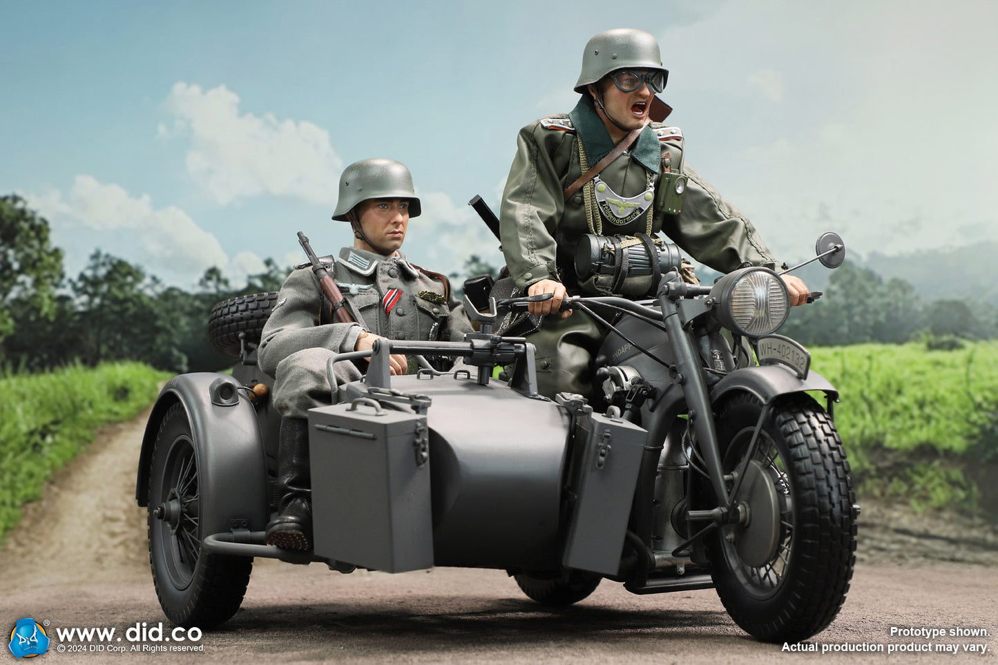 1:6 scale WWII German Zündapp KS 750 Motorcycle with Sidecar (Grey) for 12" Figures E60075G