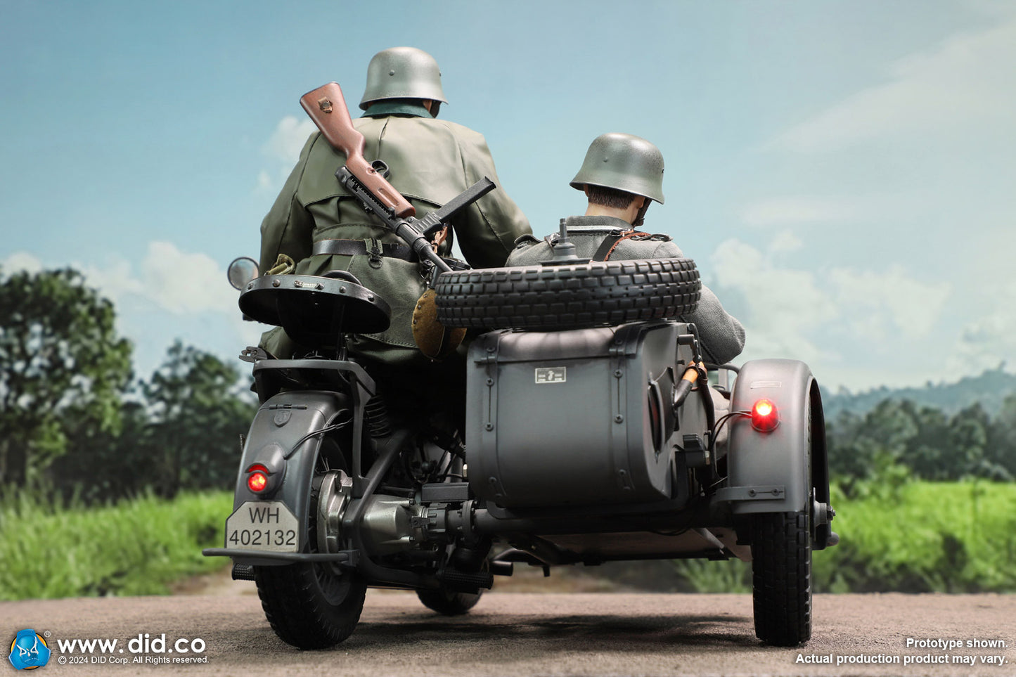 1:6 scale WWII German Zündapp KS 750 Motorcycle with Sidecar (Grey) for 12" Figures E60075G