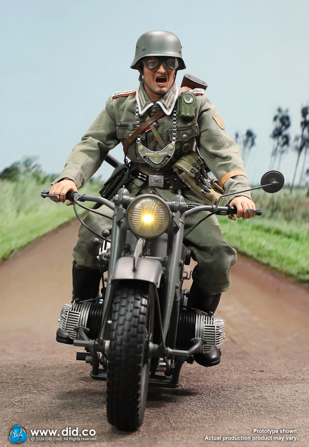 1:6 scale WWII German Zündapp KS 750 Motorcycle with Sidecar (Grey) for 12" Figures E60075G