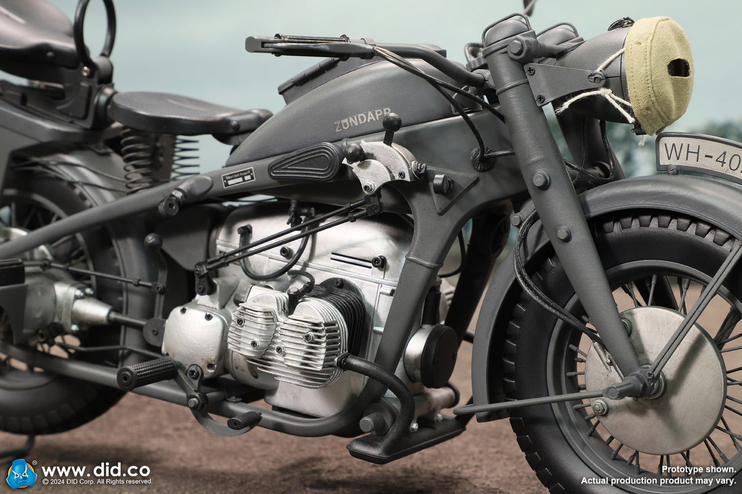 1:6 scale WWII German Zündapp KS 750 Motorcycle with Sidecar (Grey) for 12" Figures E60075G