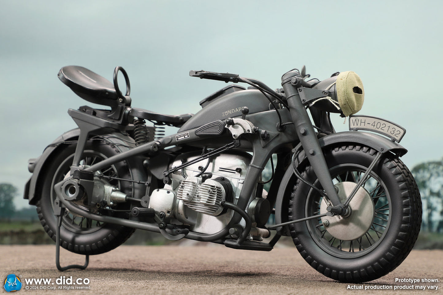 1:6 scale WWII German Zündapp KS 750 Motorcycle with Sidecar (Grey) for 12" Figures E60075G