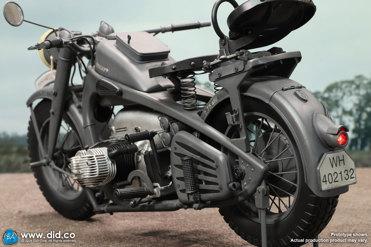 1:6 scale WWII German Zündapp KS 750 Motorcycle with Sidecar (Grey) for 12" Figures E60075G