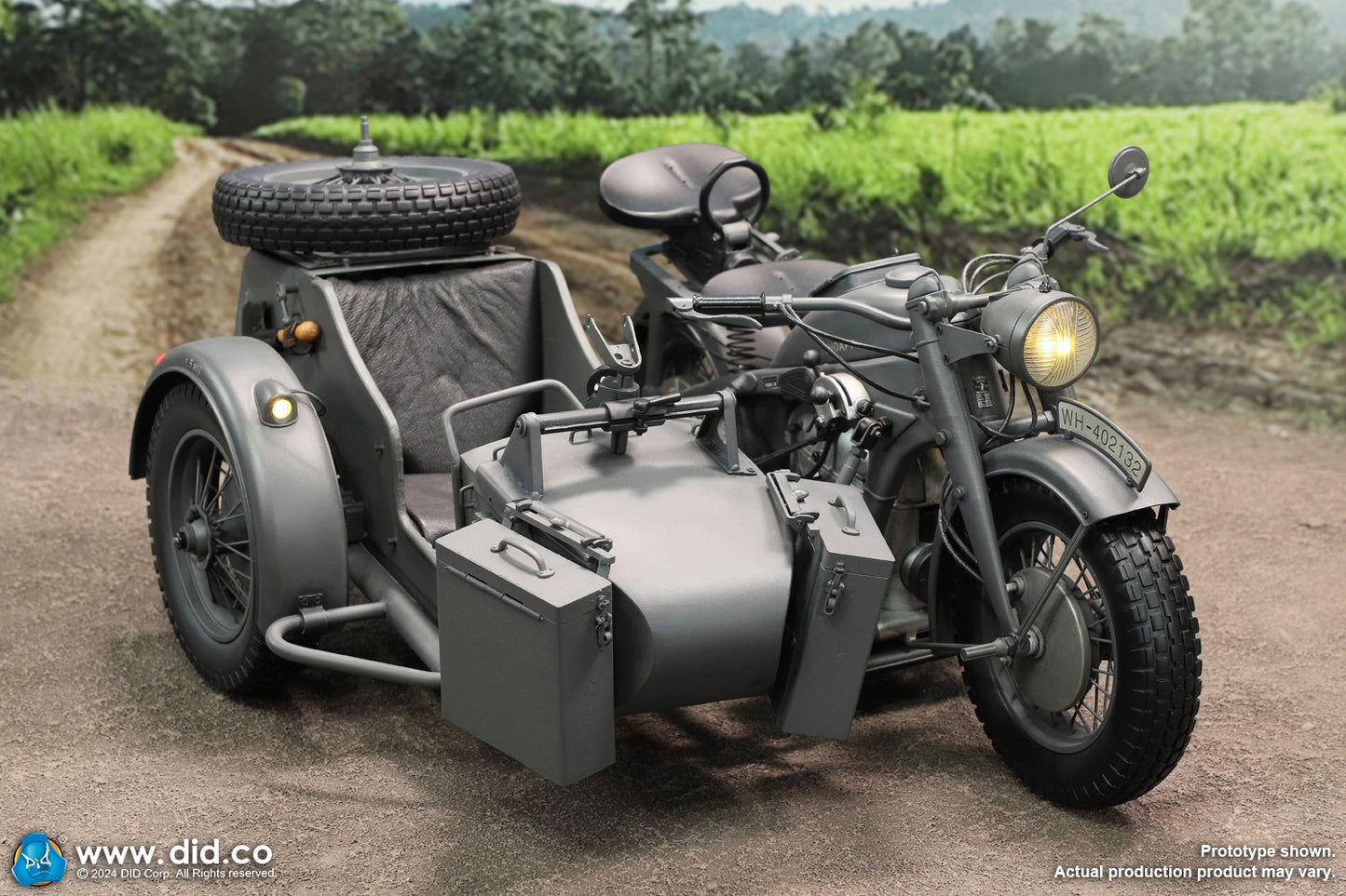 1:6 scale WWII German Zündapp KS 750 Motorcycle with Sidecar (Grey) for 12" Figures E60075G