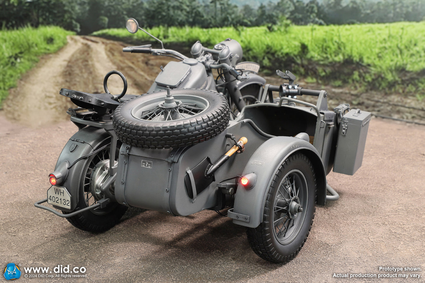 1:6 scale WWII German Zündapp KS 750 Motorcycle with Sidecar (Grey) for 12" Figures E60075G