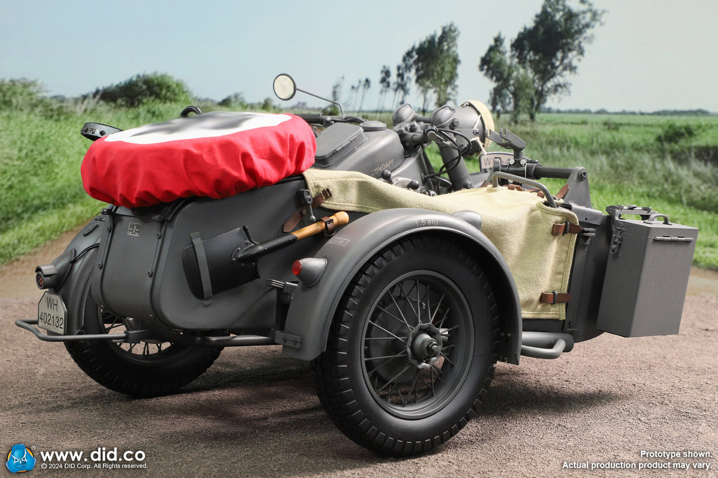 1:6 scale WWII German Zündapp KS 750 Motorcycle with Sidecar (Grey) for 12" Figures E60075G