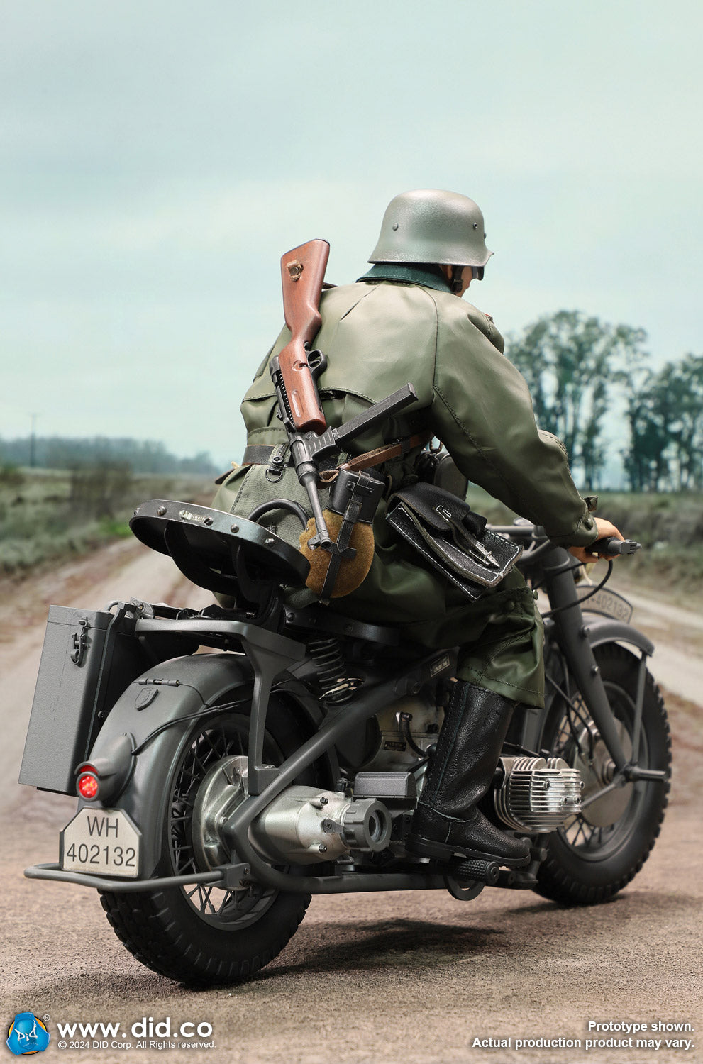 1:6 scale WWII German Zündapp KS 750 Motorcycle with Sidecar (Grey) for 12" Figures E60075G
