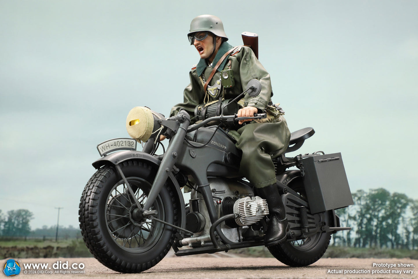 1:6 scale WWII German Zündapp KS 750 Motorcycle with Sidecar (Grey) for 12" Figures E60075G