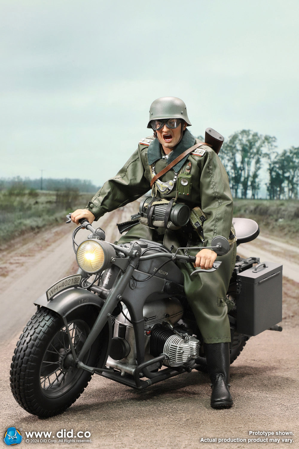 1:6 scale WWII German Zündapp KS 750 Motorcycle with Sidecar (Grey) for 12" Figures E60075G