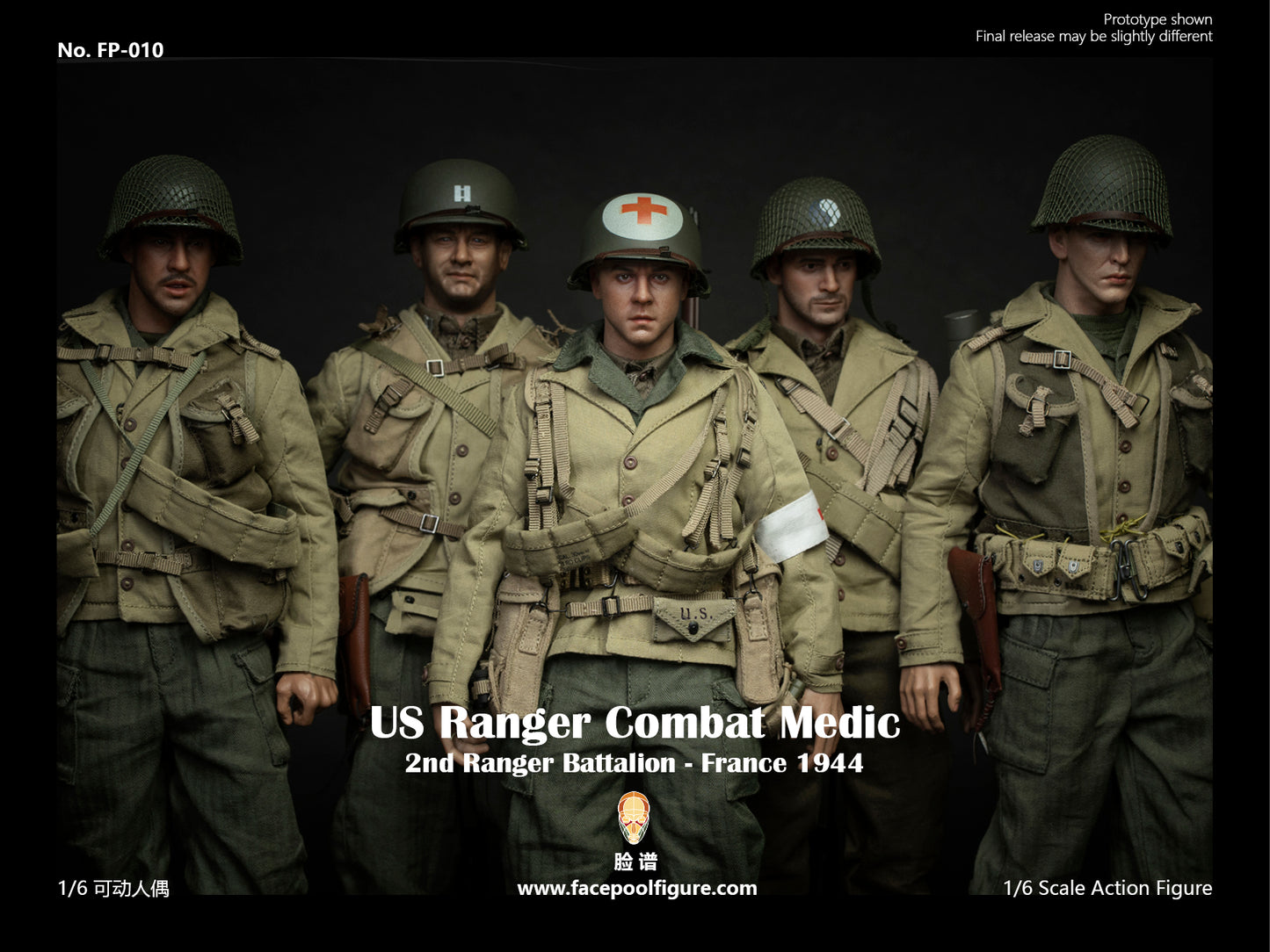 1:6 FacePoolFigure FP-010 WWII US Ranger Combat Medic France 1944