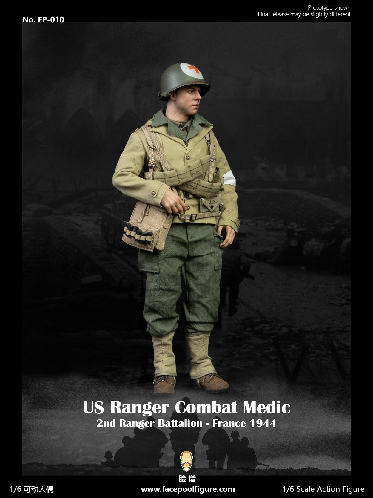 1:6 FacePoolFigure FP-010 WWII US Ranger Combat Medic France 1944