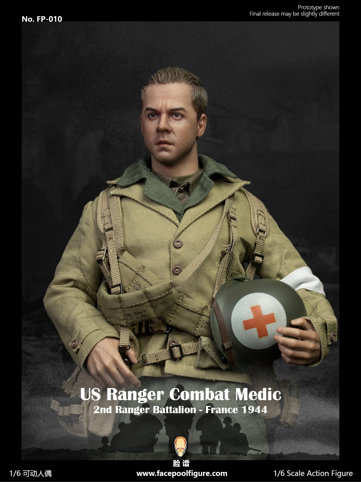 1:6 FacePoolFigure FP-010 WWII US Ranger Combat Medic France 1944