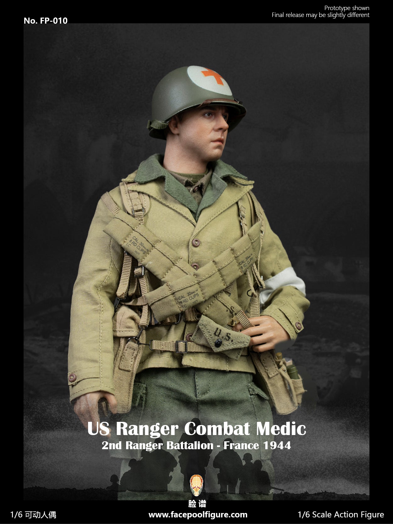 1:6 FacePoolFigure FP-010 WWII US Ranger Combat Medic France 1944