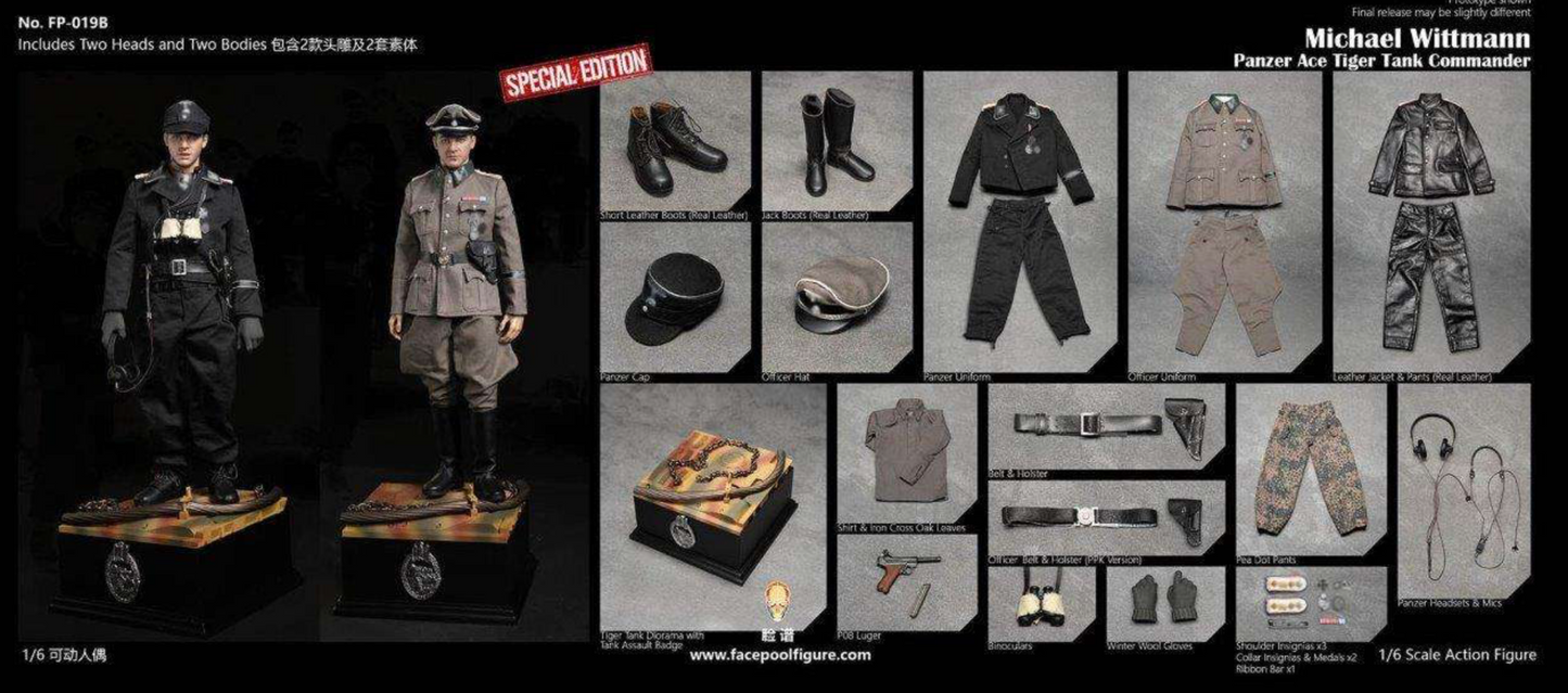 1:6 WWII German Figure Panzer Ace Michael Wittmann Facepool