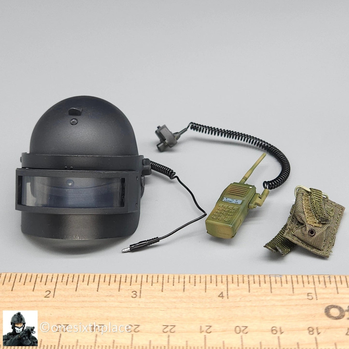 1:6 DamToys Russian MVD SOBR LYNX Black RYS-T Helmet w/ Radio for 12" Figures