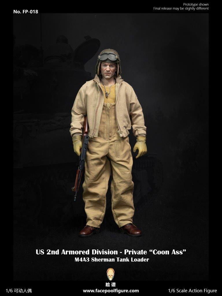 1:6 WWII US 2nd Armored Division Private First Class Tank Loader "Coon Ass" DELUXE VERSION 12" Figure FP018B
