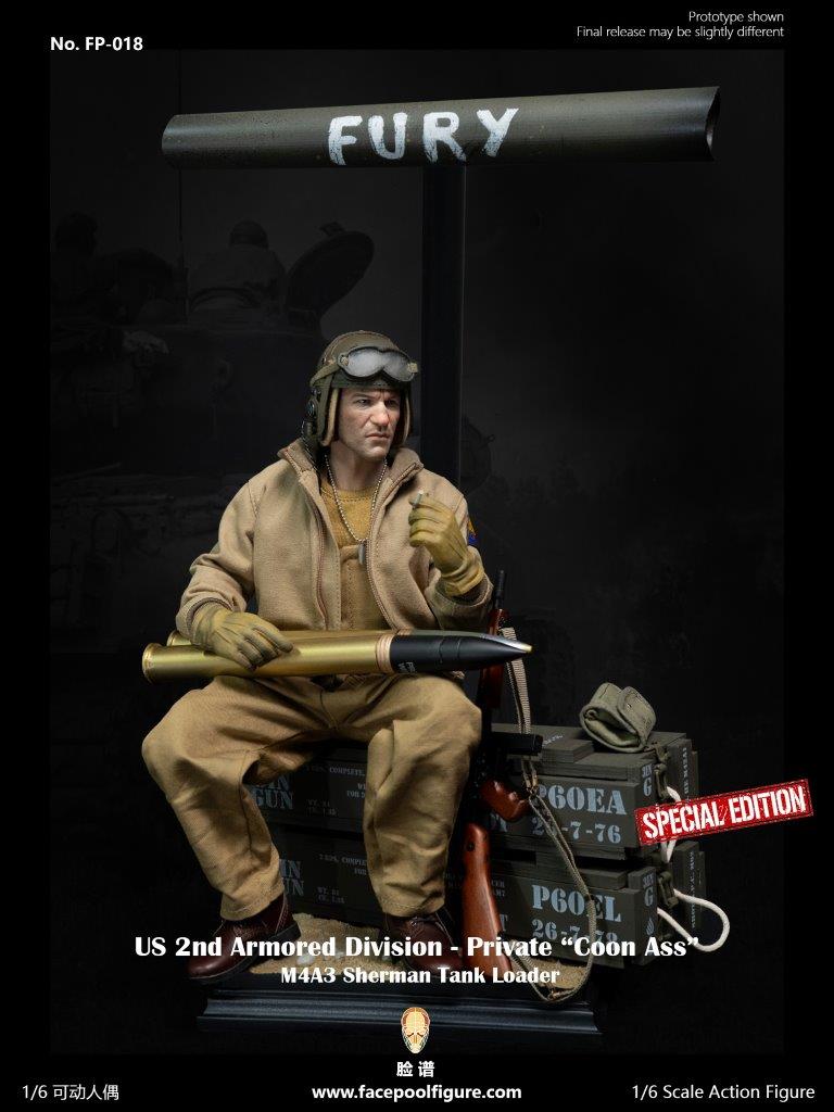 1:6 WWII US 2nd Armored Division Private First Class Tank Loader "Coon Ass" DELUXE VERSION 12" Figure FP018B