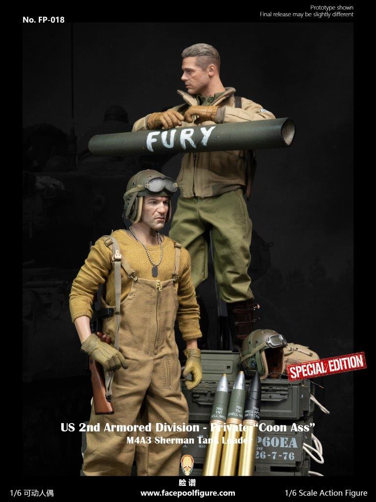 1:6 WWII US 2nd Armored Division Private First Class Tank Loader "Coon Ass" DELUXE VERSION 12" Figure FP018B