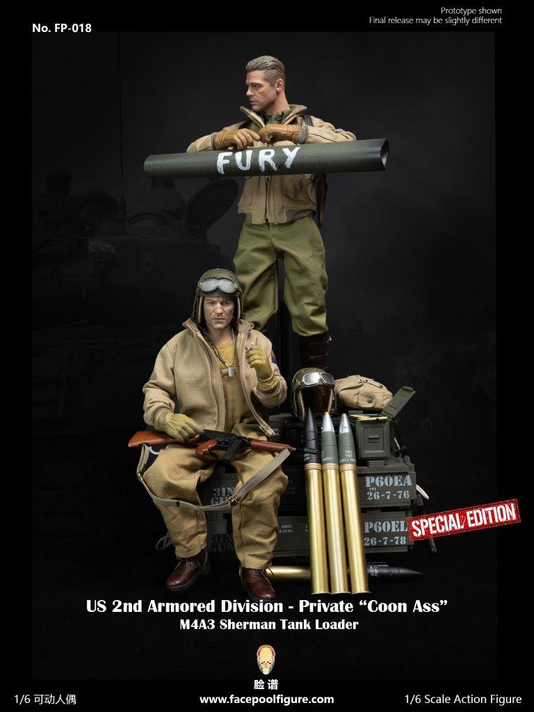 1:6 WWII US 2nd Armored Division Private First Class Tank Loader "Coon Ass" DELUXE VERSION 12" Figure FP018B