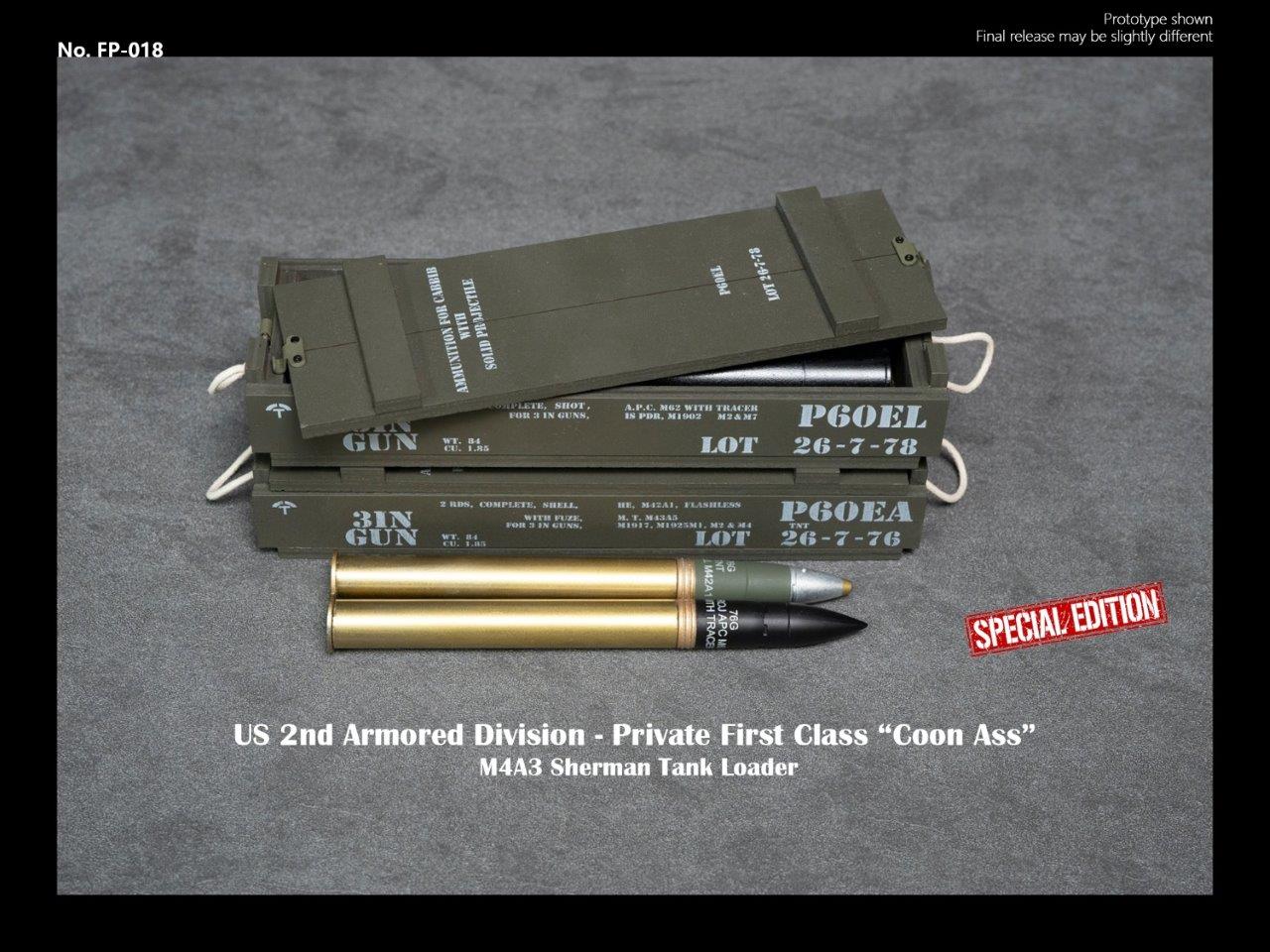 1:6 WWII US 2nd Armored Division Private First Class Tank Loader "Coon Ass" DELUXE VERSION 12" Figure FP018B