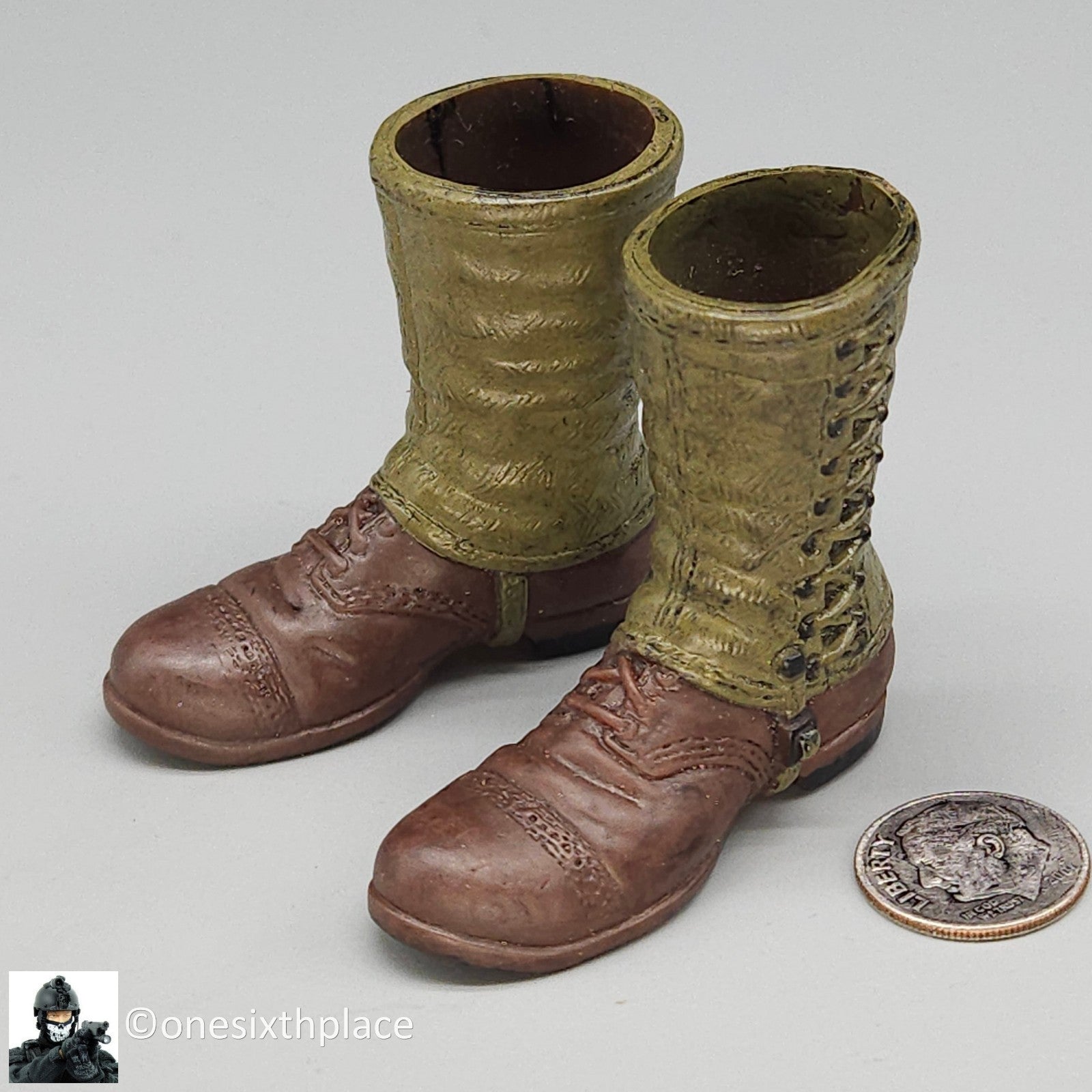 1:6 Ultimate Soldier WWII US  Boots w/ Leggings (Foot Type) for 12" Figures