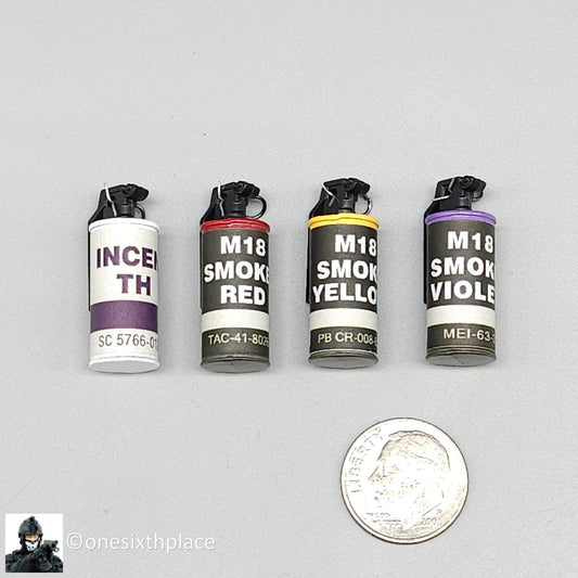 1:6 scale QOrange Vietnam War US Marine Corps Hue 1968 Metal Smoke Grenades (x4)