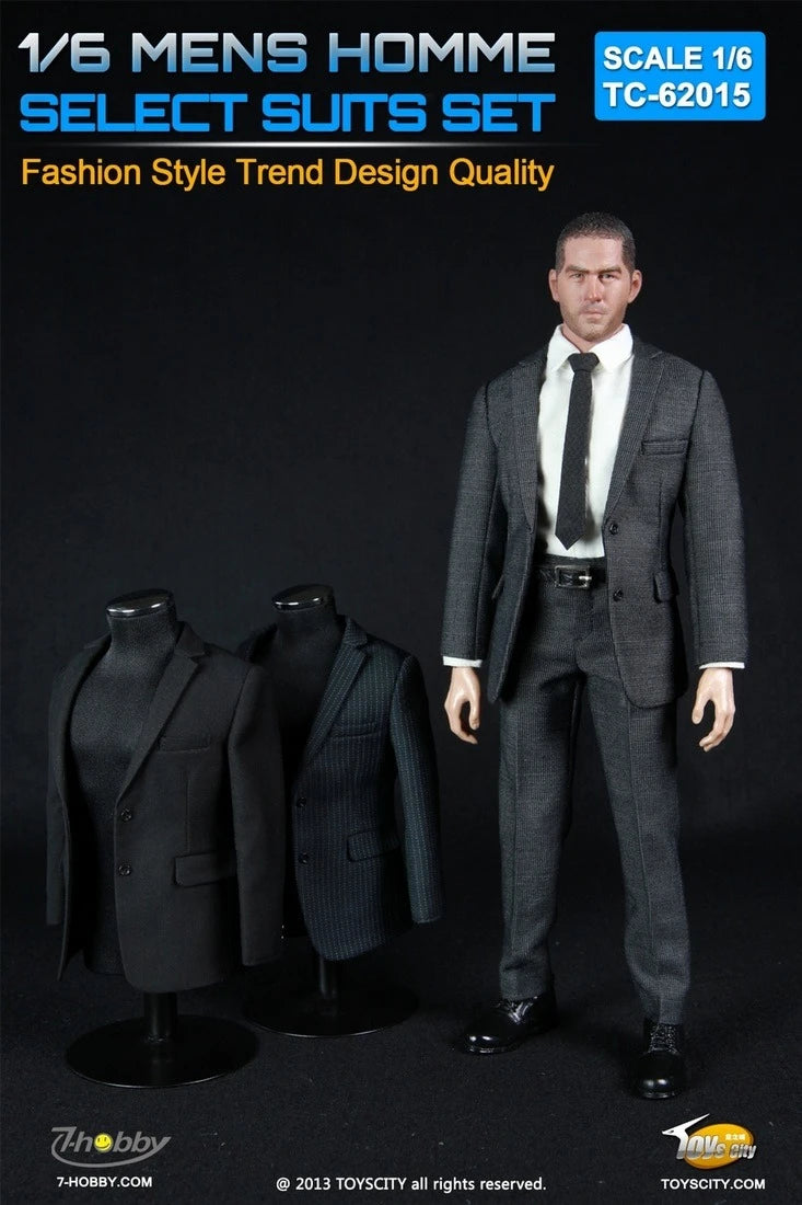 1:6 scale Toys City Mens Homme Select Suits Set in Grey for 12" Figures TC-62015A