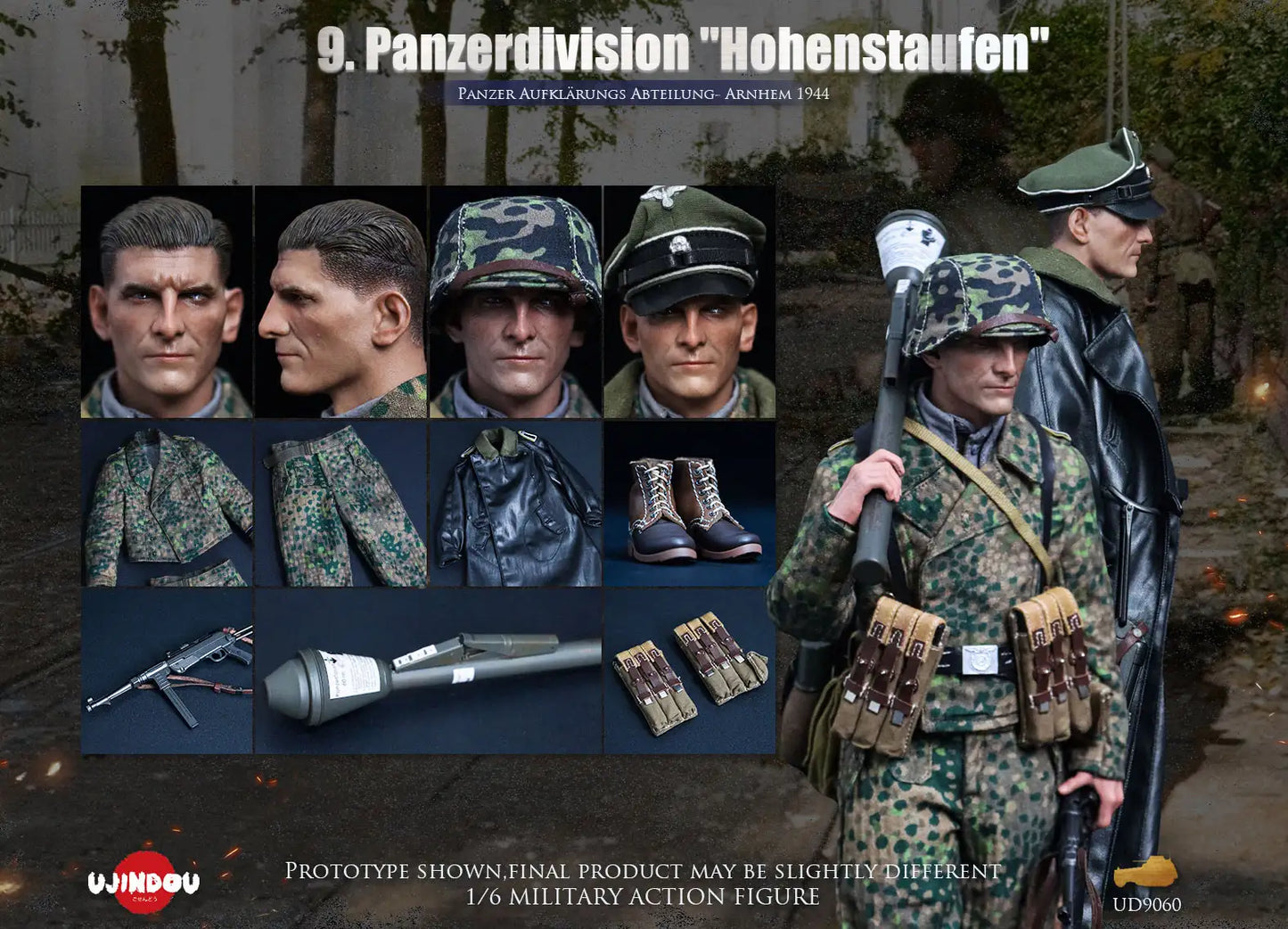 1:6 scale Ujindou WWII German 9th Panzerdivision “Hohenstaufen” Panzer Aufklärungs Abteilung Arnhem 1944 12" Figure UD9060