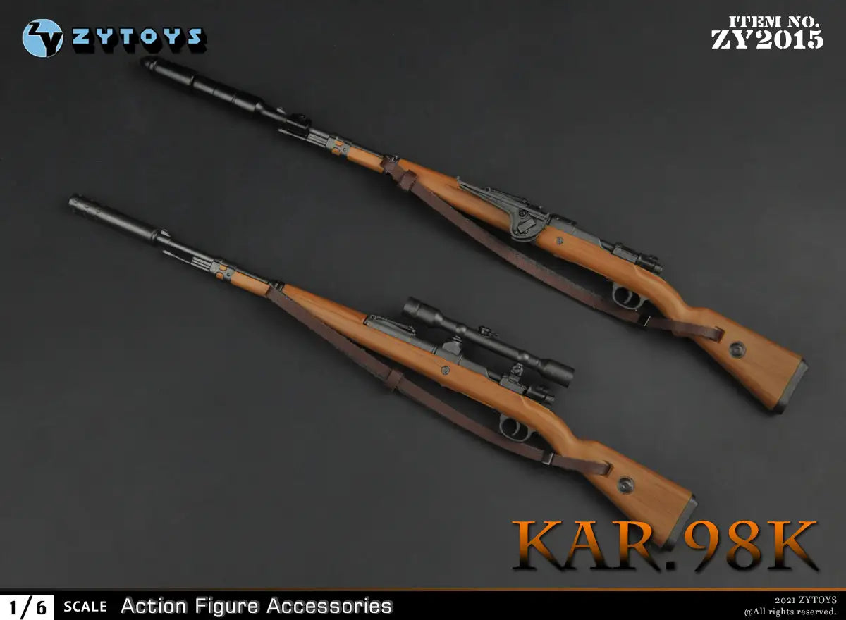 1:6 scale ZY Toys WWII German K98 Rifle w Grenade Launcher Weapon Set for 12" Figures ZY2015A