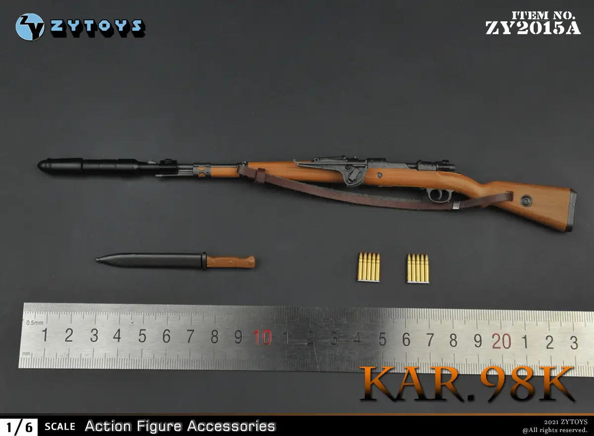 1:6 scale ZY Toys WWII German K98 Rifle w Grenade Launcher Weapon Set for 12" Figures ZY2015A