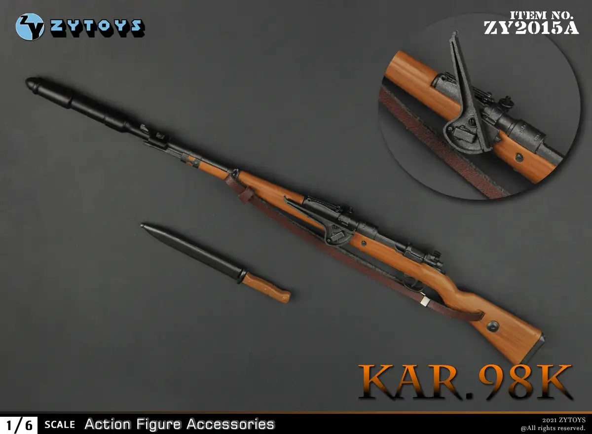 1:6 scale ZY Toys WWII German K98 Rifle w Grenade Launcher Weapon Set for 12" Figures ZY2015A