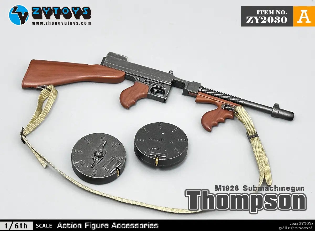 1:6 scale ZY Toys WWII US Thompson Submachine Gun w/ Drum Mag Weapon Set for 12" Figures ZY2030A