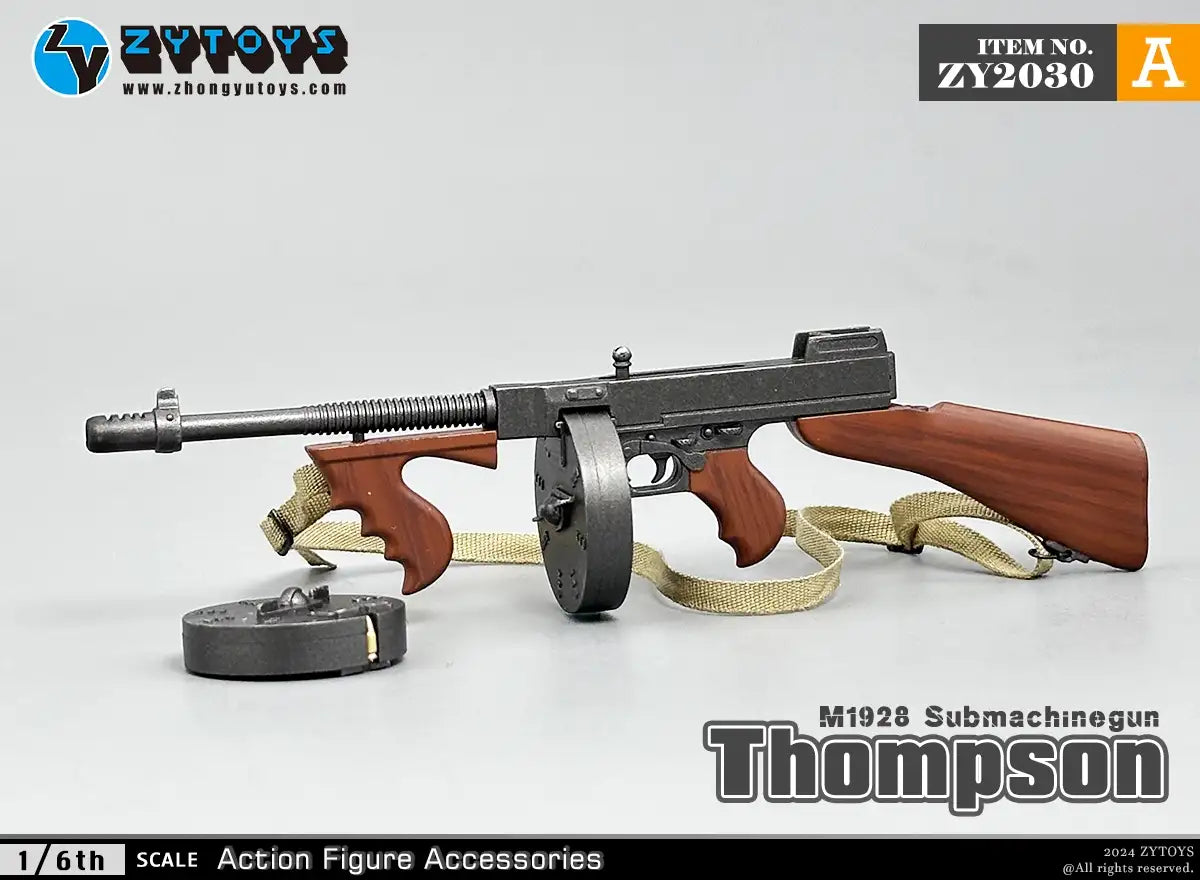 1:6 scale ZY Toys WWII US Thompson Submachine Gun w/ Drum Mag Weapon Set for 12" Figures ZY2030A