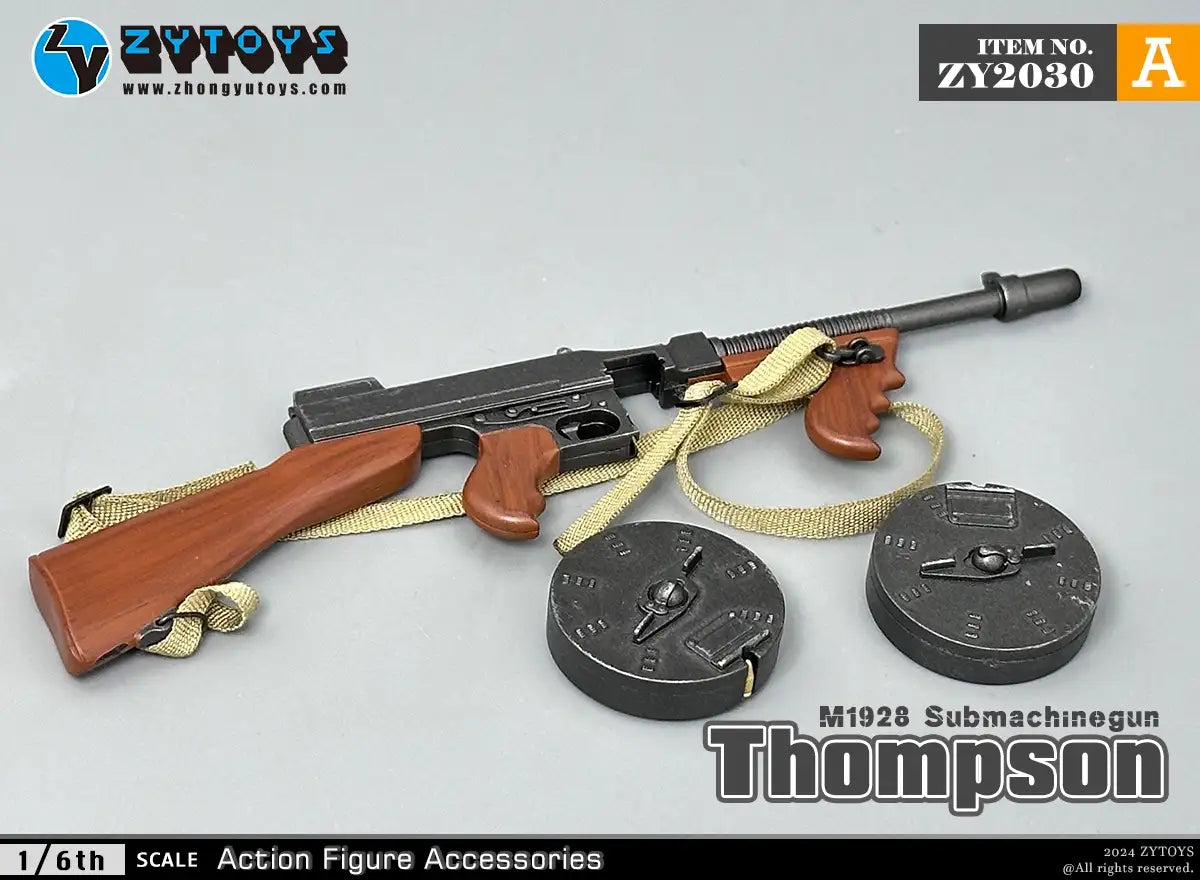 1:6 scale ZY Toys WWII US Thompson Submachine Gun w/ Drum Mag Weapon Set for 12" Figures ZY2030A